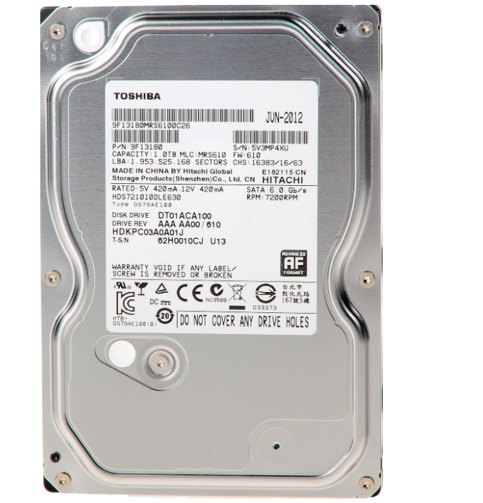 Жесткий диск DT01ACA100 SATA3 1Tb 7200 rpm 32Mb Toshiba